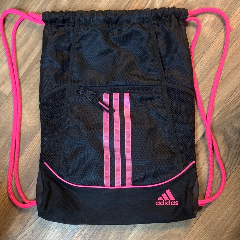 Adidas Black and Pink Sports Sackpack
